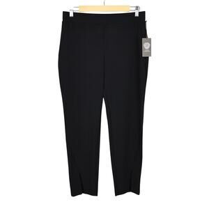 NWT Vince Camuto Crepe Ponte Split Hem Relaxed-Fit Pant Rich Black Size Small